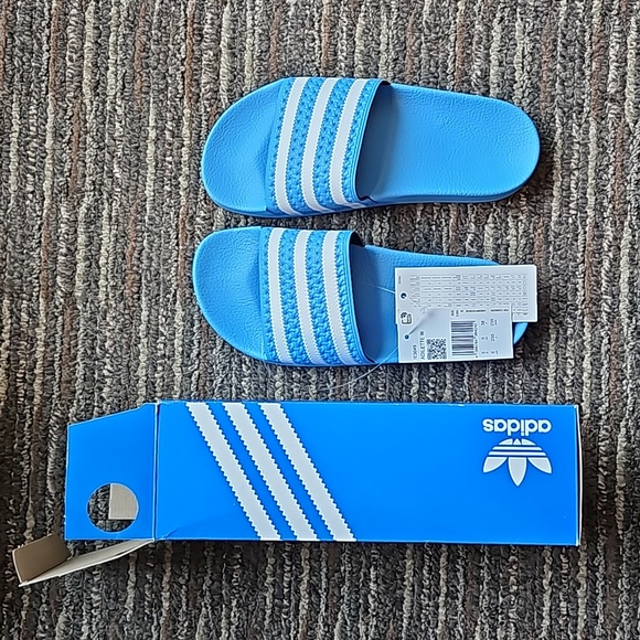 Adidas Adilette Slides US 6 BNWT Bright Blue - Picture 3 of 7
